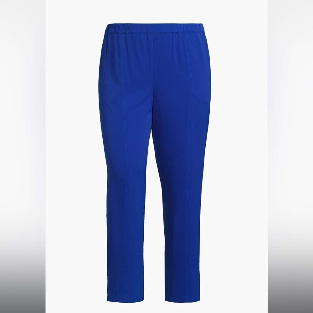 Blue Pants 1X Ming Wang

Plus Crêpe De Chine Straight-Leg Pants